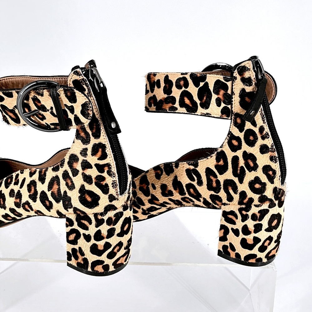 Linea Paolo Size 7.5 Leopard Print Calf Hair Block Heel Pumps NEW Corwyn $130 - Picture 7 of 14